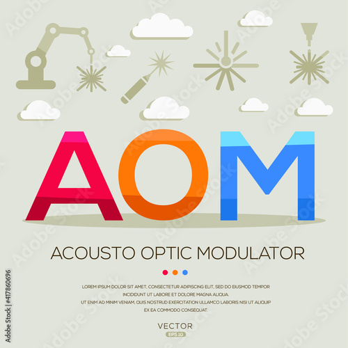фотографія AOM mean (acoustic optic modulator) Laser acronyms ,letters and icons ,Vector illustration