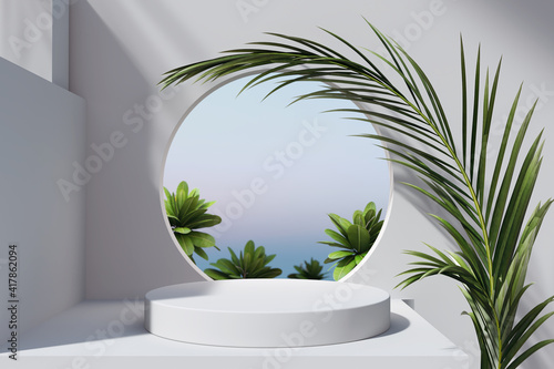 фотографія Geometric minimal scene, design for cosmetic or product display podium