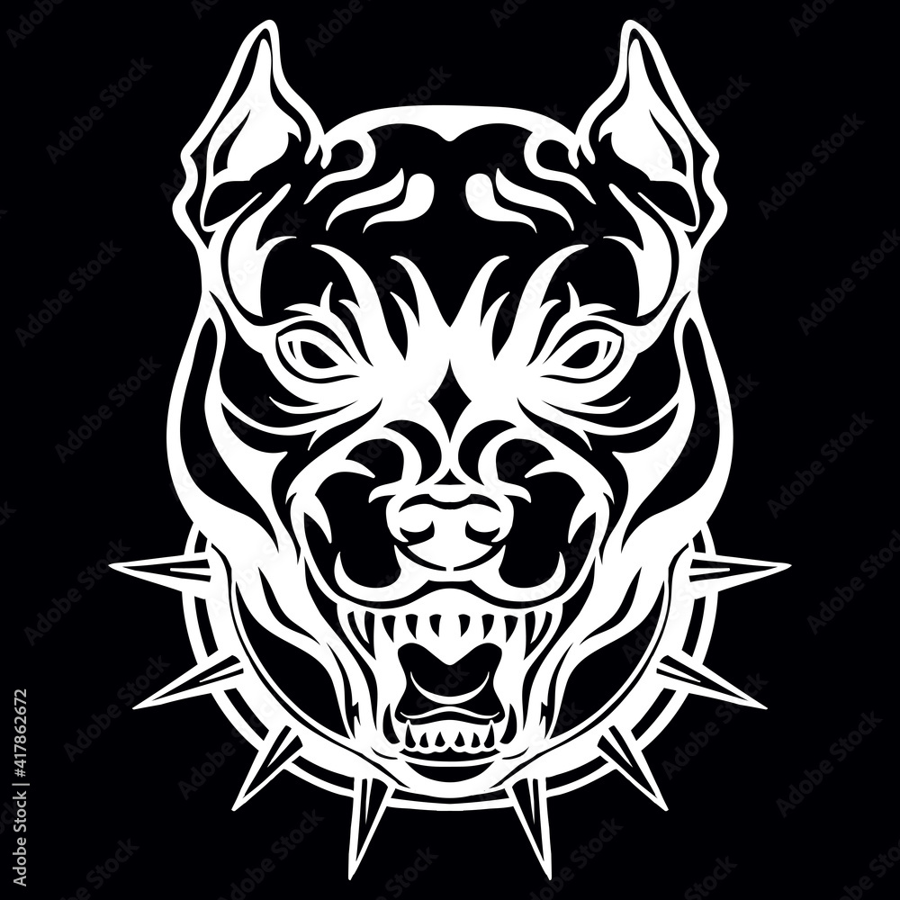 Fototapeta premium Vector head of mascot pitbull isolated on black