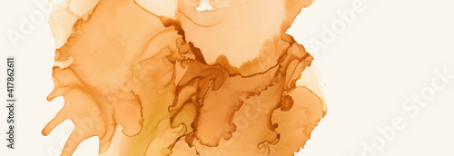 Alcohol ink vector texture banner. Fluid ink abstract background.