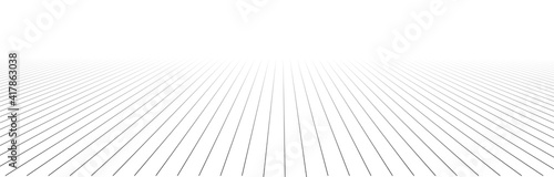 Vector perspective mesh. Detailed grid lines on white background.