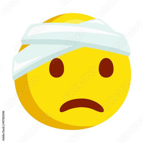 Face with Head-Bandage Emoji Icon Illustration. Injured Symbol Emoticon Design.