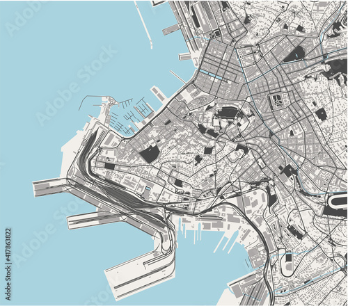map of the city of Trieste, Italy
