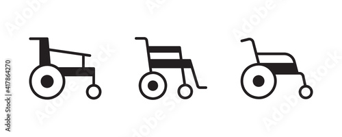 Wheelchair icon set. Vector graphic illustration. Suitable for website design, logo, app, template, and ui. 