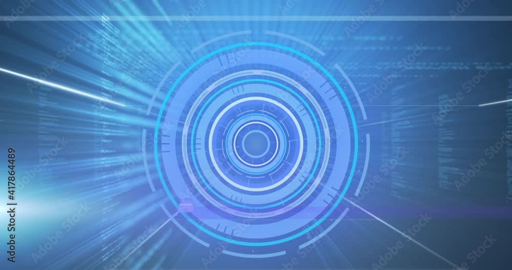 Animation of scope scanning and data processing on blue background Animation of scope scanning and data processing on blue background