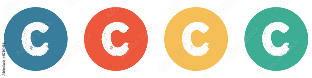 Bunter Banner mit 4 Buttons: Buchstabe C Bunter Banner mit 4 Buttons: Buchstabe C