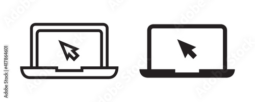 Laptop icon set. Vector graphic illustration. Suitable for website design, logo, app, template, and ui. 