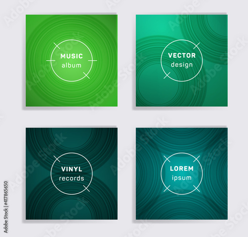 Abstract vinyl records music album covers set.