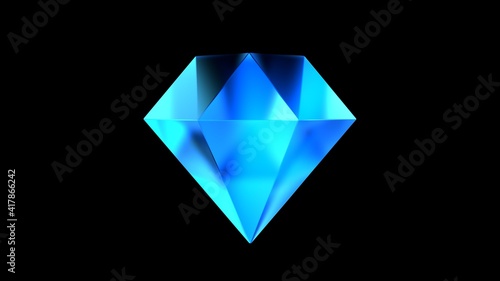 3d render blue diamond in space © Georgiy
