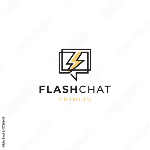 flash chat logo vector icon illustration modern line style