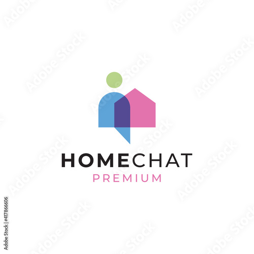 home chat logo vector icon illustration modern style © Clefiolabs