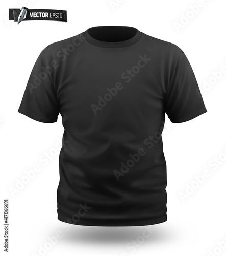 T-shirt noir vectoriel sur fond blanc