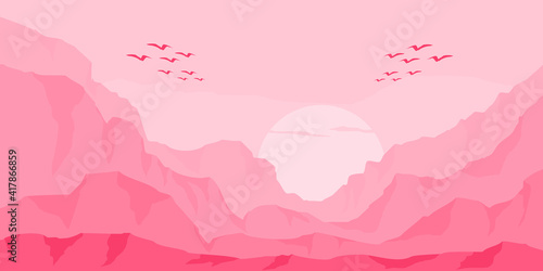minimalist pink landscape scenery background wallpaper good for background, backdrop, web banner and desktop wallpaper