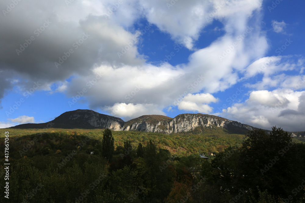 Beautiful view of the mountains and forest in Crimea near the village of Sokolinoe