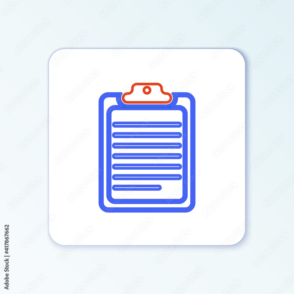 Line Clipboard with document icon isolated on white background. Colorful outline concept. Vector. Line Clipboard with document icon isolated on white background. Colorful outline concept. Vector.