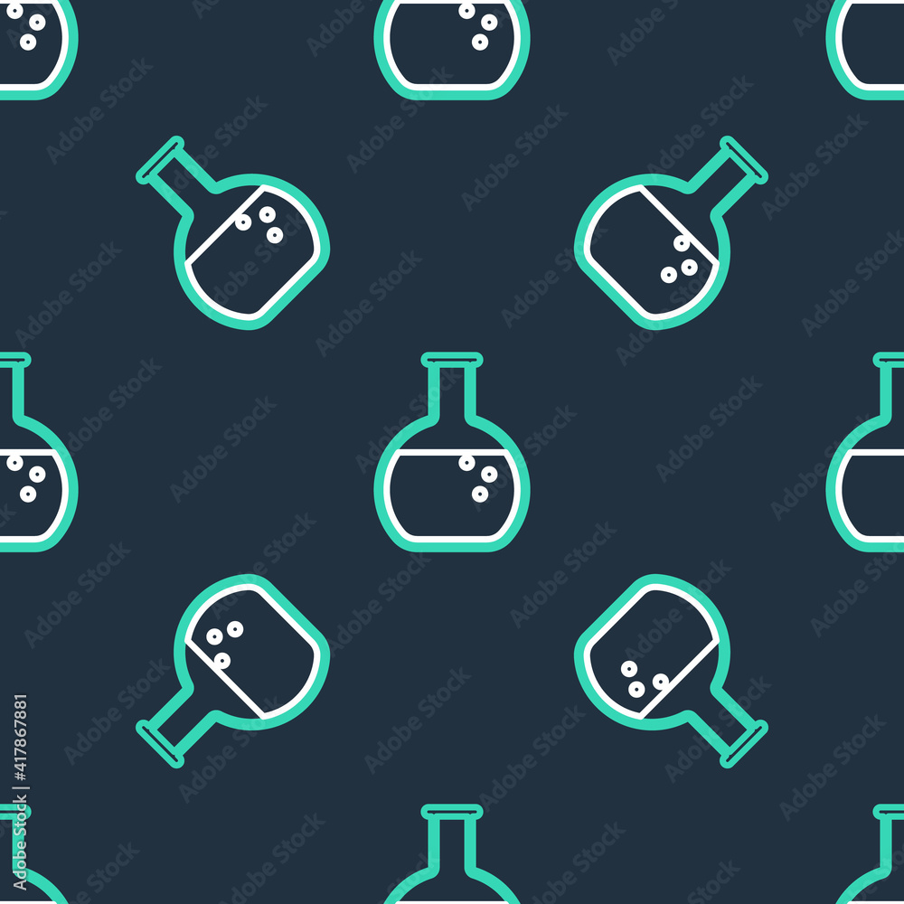 Line Test tube and flask - chemical laboratory test icon isolated seamless pattern on black background. Vector. Line Test tube and flask - chemical laboratory test icon isolated seamless pattern on black background. Vector.