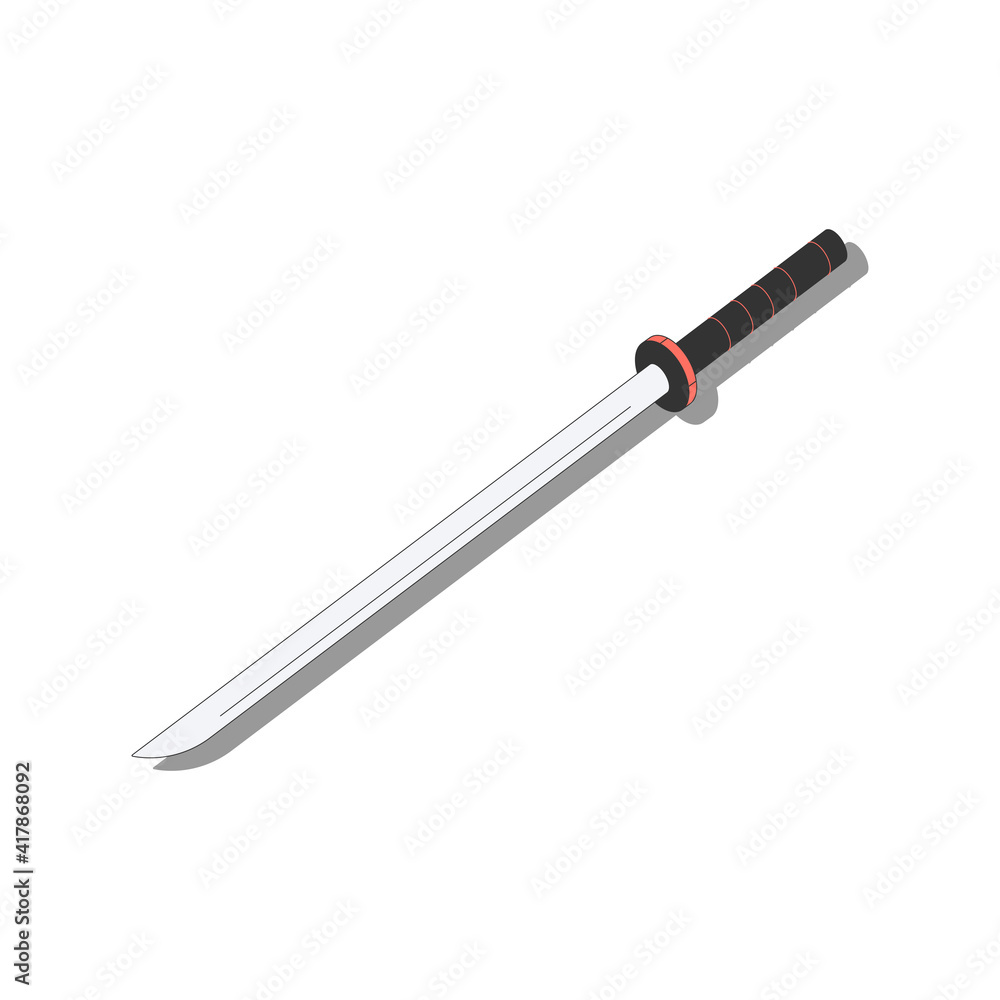 Isometric Chinese Sword Composition Isometric Chinese Sword Composition