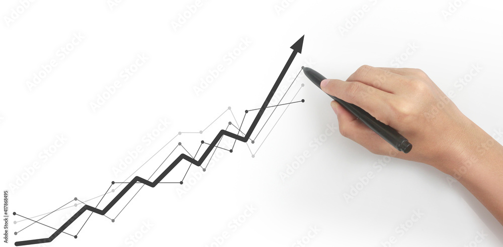 Hand drawing chart, graph stock of growth Hand drawing chart, graph stock of growth
