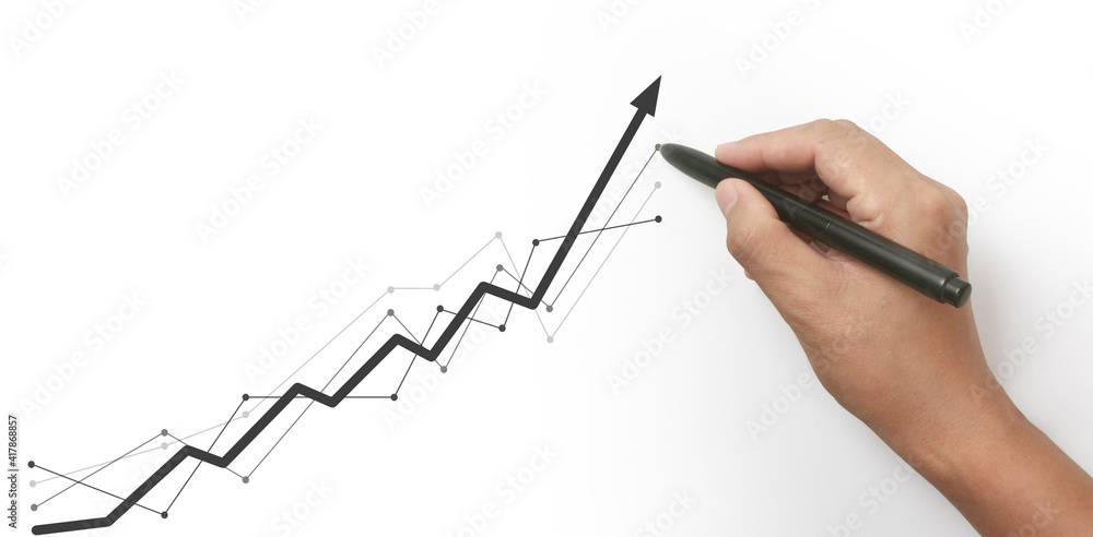 Hand drawing chart, graph stock of growth Hand drawing chart, graph stock of growth
