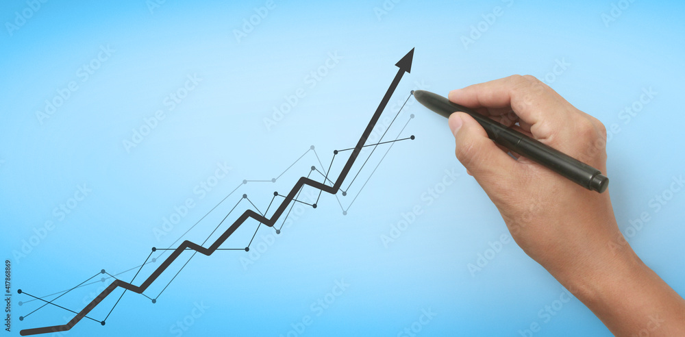 Hand drawing chart, graph stock of growth Hand drawing chart, graph stock of growth