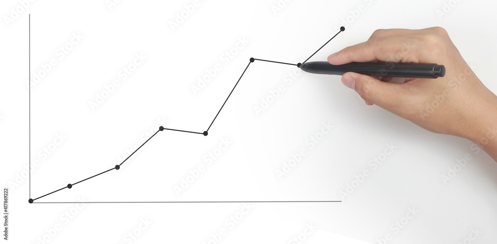 Hand drawing chart, graph stock of growth Hand drawing chart, graph stock of growth