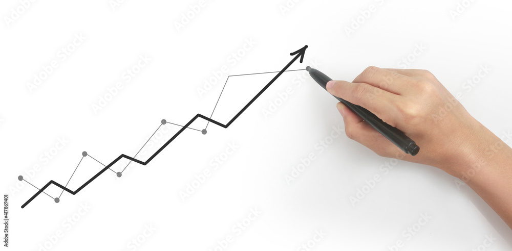Hand drawing chart, graph stock of growth Hand drawing chart, graph stock of growth