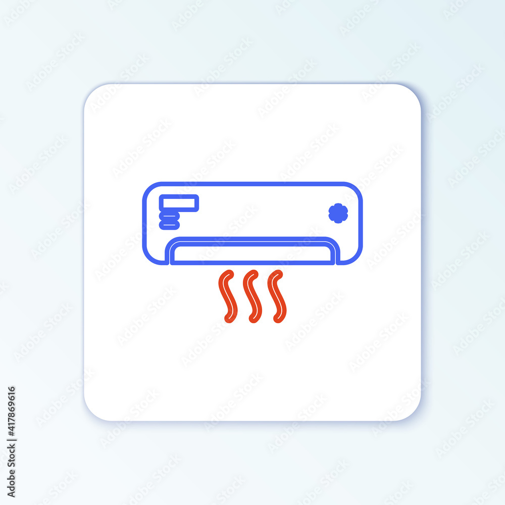 Line Air conditioner icon isolated on white background. Split system air conditioning. Cool and cold climate control system. Colorful outline concept. Vector. Line Air conditioner icon isolated on white background. Split system air conditioning. Cool and cold climate control system. Colorful outline concept. Vector.