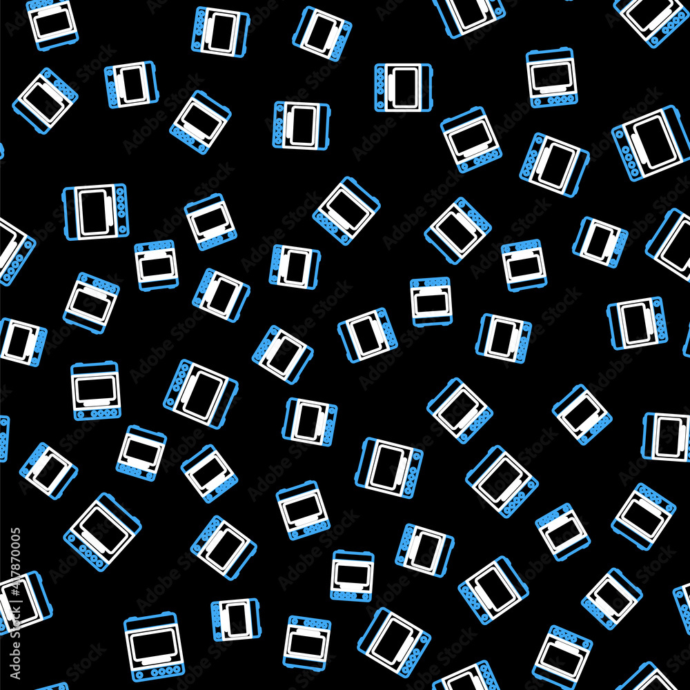 Line Oven icon isolated seamless pattern on black background. Stove gas oven sign. Vector. Line Oven icon isolated seamless pattern on black background. Stove gas oven sign. Vector.