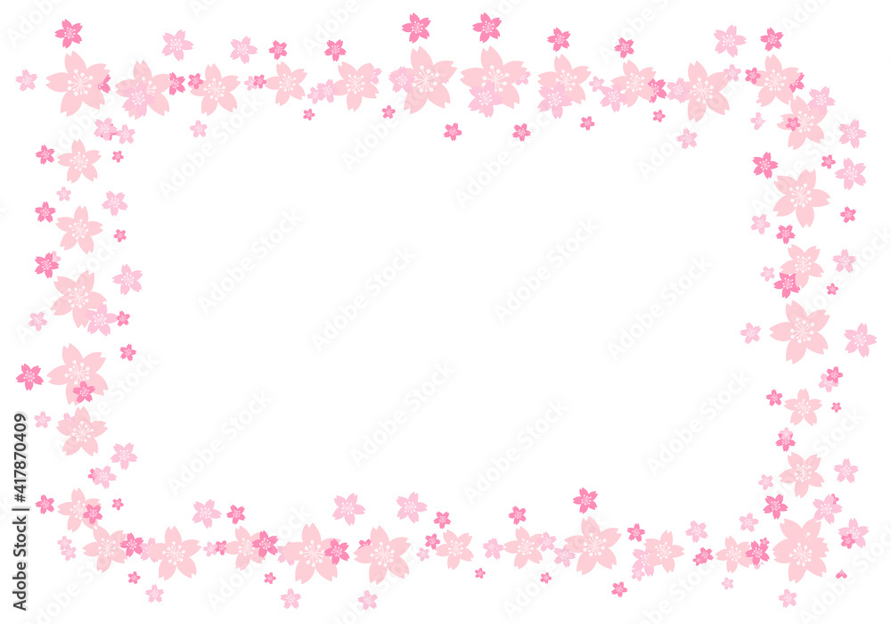 桜の花びら四角のフレーム2