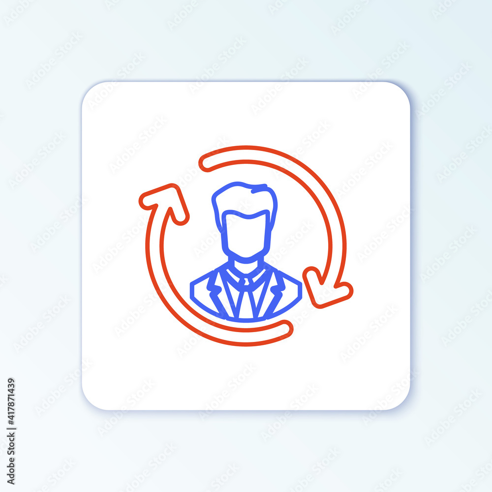 Line Human resources icon isolated on white background. Human resources management, professional staff research, head hunter job. Colorful outline concept. Vector. Line Human resources icon isolated on white background. Human resources management, professional staff research, head hunter job. Colorful outline concept. Vector.