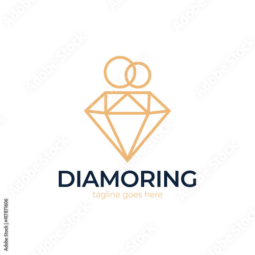 Diamond ring logo design. Wedding ring with brilliant vector design