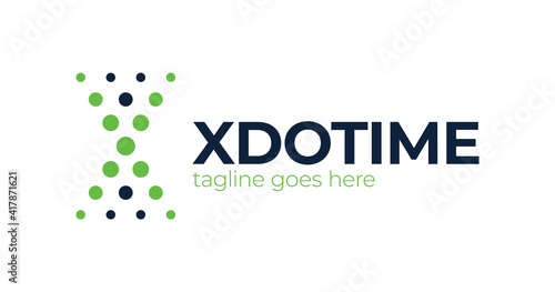 Innovate technology blue iccon, abstract technological vector logo template. Letter x sand clock logotype