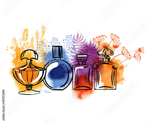 set of parfume bottles