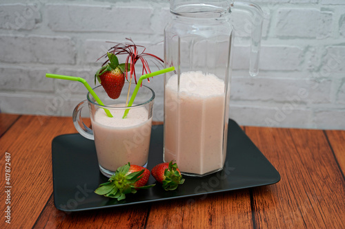 Strawberry meets caramel almond milkshake photo