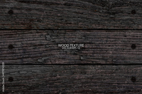 Texture of old weathered wood with knots and cracks. Grunge wooden background, EPS 10 vector. 