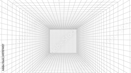 Fototapeta Naklejka Na Ścianę i Meble -  Vector perspective mesh. Detailed grid lines on white background. Vector illustration.