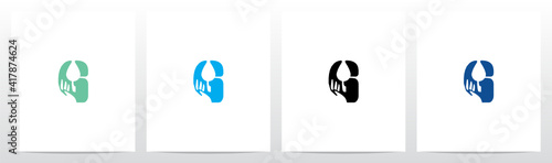 Water Drop And Hand On Letter Logo Design G