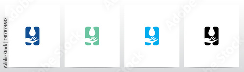 Water Drop And Hand On Letter Logo Design H