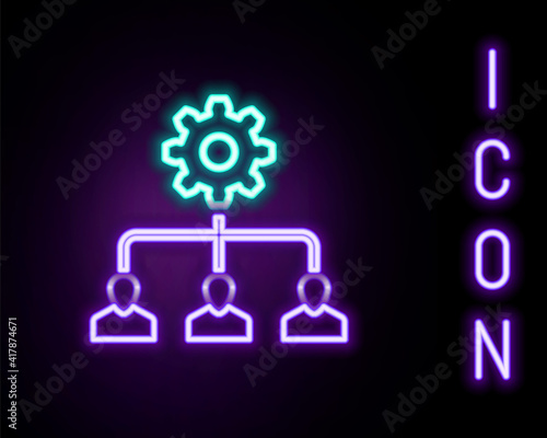 Glowing neon line Lead management icon isolated on black background. Colorful outline concept. Vector.