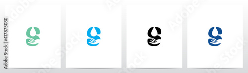 Water Drop And Hand On Letter Logo Design S