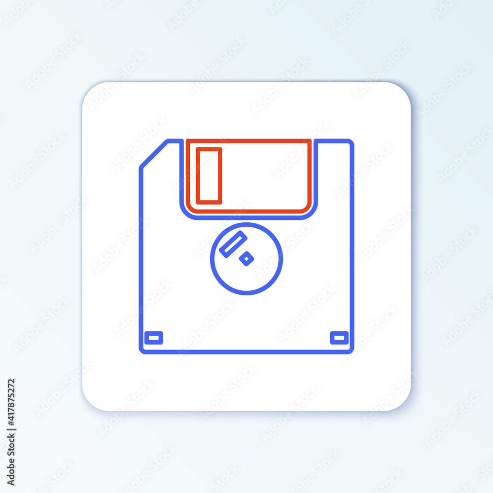 Line Floppy disk for computer data storage icon isolated on white background. Diskette sign. Colorful outline concept. Vector. Line Floppy disk for computer data storage icon isolated on white background. Diskette sign. Colorful outline concept. Vector.
