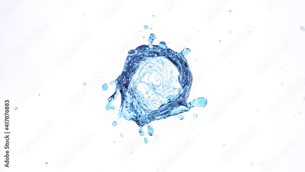Splashes of water in the form of a swirling vortex, isolated on white background Splashes of water in the form of a swirling vortex, isolated on white background