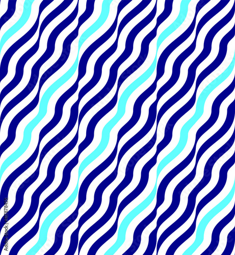Seamless pattern. Blue waves. Op Art. Template for fabric or wrapping. Modern textile. Geometric. Stylish background. Optical illusions. Trends. Wallpapers. 