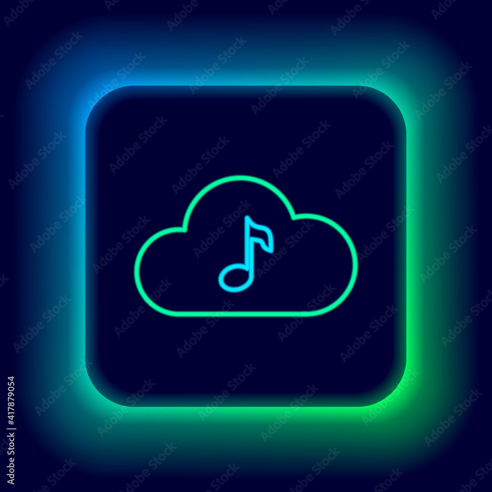 Glowing neon line Music streaming service icon isolated on black background. Sound cloud computing, online media streaming, online song, audio wave. Colorful outline concept. Vector. Glowing neon line Music streaming service icon isolated on black background. Sound cloud computing, online media streaming, online song, audio wave. Colorful outline concept. Vector.