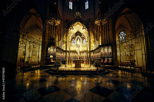 Interior view of the cathedral of Pamplona