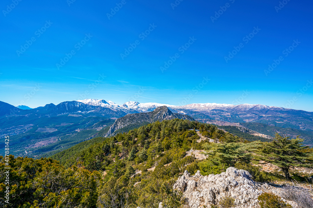 Fototapeta premium The scenic view of Antalya bay from the summit of Katran Mount, Antalya