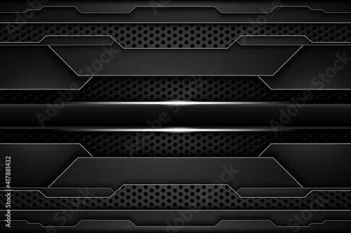 abstract metal carbon texture and line chromium on metallic sheet hole modern design background. vector illustration
