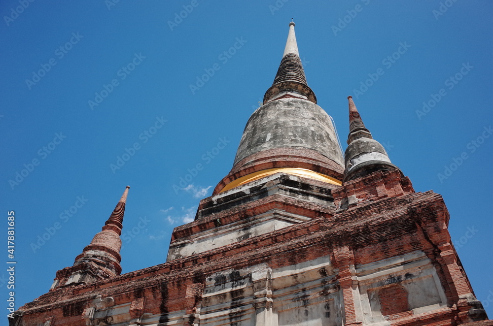 Fototapeta premium Wat Yai Chaimongkol, Ayutthaya, attractions and ancient sites in Thailand