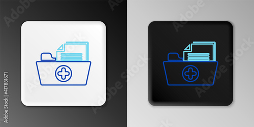 Line Medical health record folder for healthcare icon isolated on grey background. Patient file icon. Medical history symbol. Colorful outline concept. Vector.