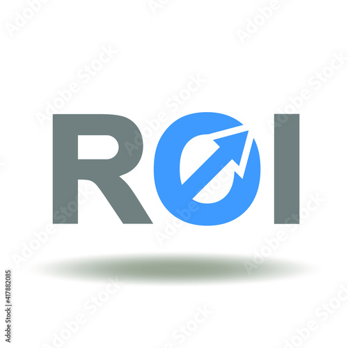 ROI acronym with arrow growth vector icon. Return on investment symbol.